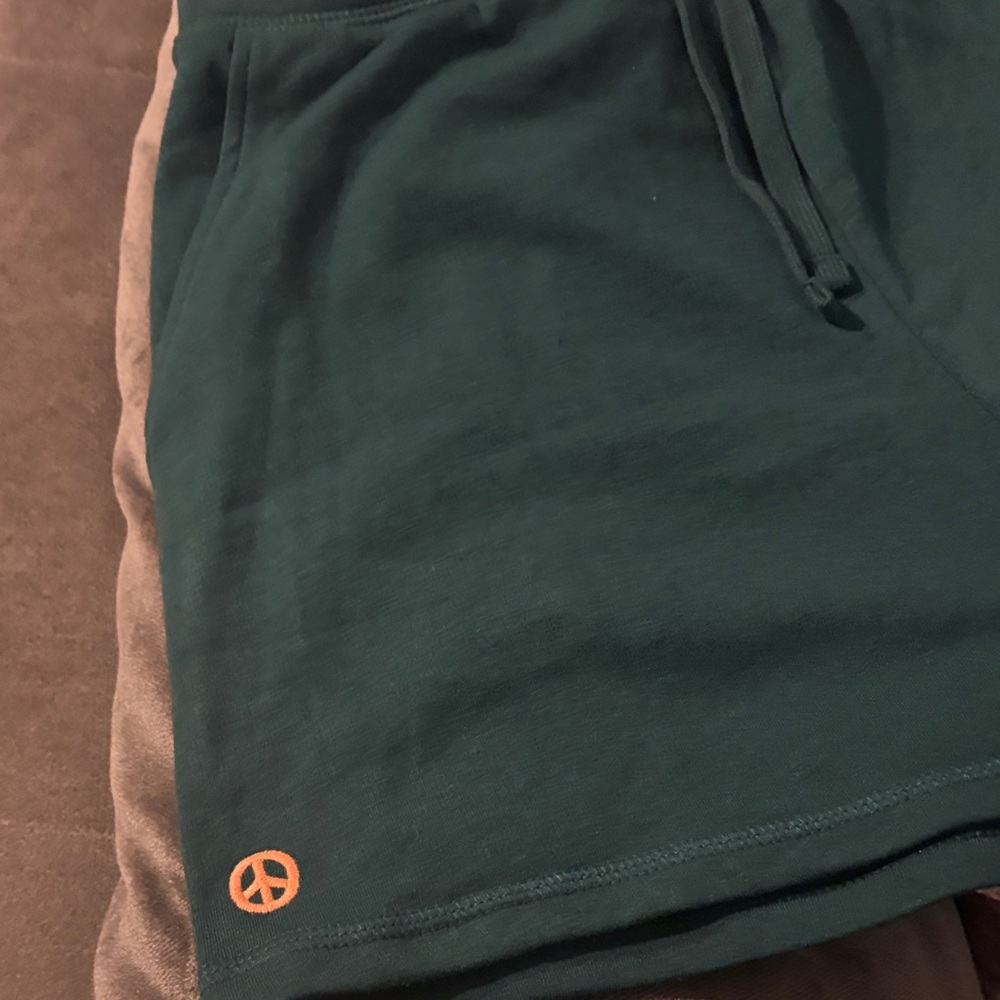 Old Navy Teal Athletic Shorts with Orange Peace Symbol